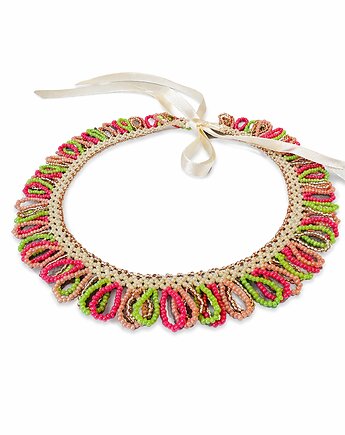 Naszyjnik boho koralikowy kolorowy z frędzlami lekki elegancki, ArtGez
