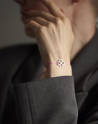 Bransoletka na sznurku z zawieszką - czterolistna koniczyna, ZY.JEWELLERY