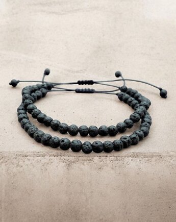 Komplet bransoletek lawa wulkaniczna 4 mm, galeria nuit