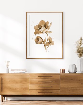 Ciemiernik sepia, grafika, akwarela, Urszula Steczkiewicz