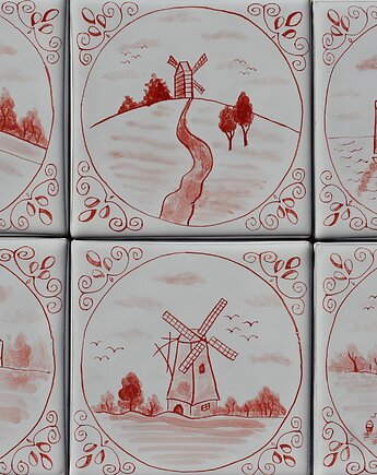 Zestaw kafle holenderskie ręcznie malowane kafle płytki delft, Kobaltowa Sroka