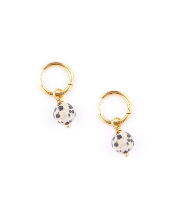 Kamień dalmatyński - kolczyki koła z pozłacanej stali szlachetnej, Kulka Bransoletki