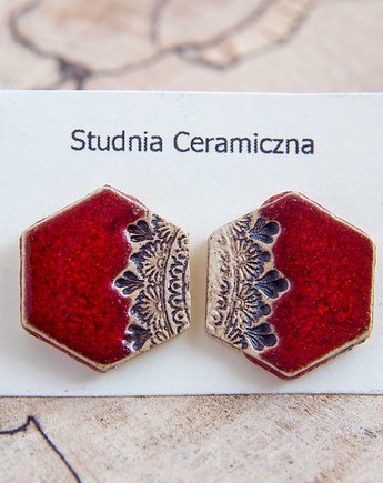 Kolczyki ceramiczne heksagony, studnia ceramiczna
