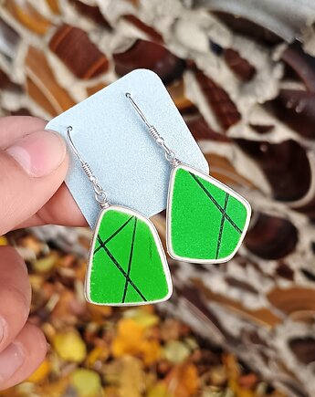 Kolczyki ceramiczne Pruszków pikasiak, biżuteria z talerzy