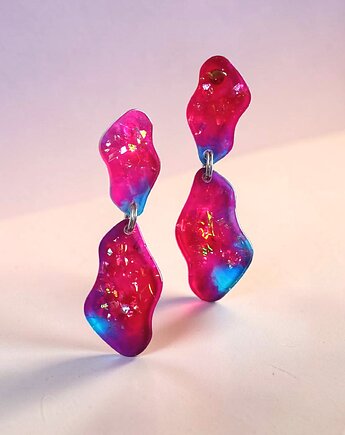 UNIKATOWE kolczyki z żywicy : HOLO : duże i lekkie!, kaktusia