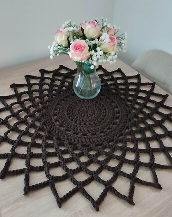 Serweta okrągła szydełkowa ze sznurka bawełnianego 80cm, MISZ MASZ Dorota Tyszko