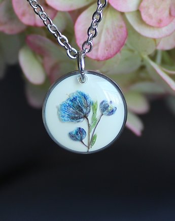 Srebrna zawieszka srebrny wisiorek biżuteria kwiat niebieski, zkwiatem