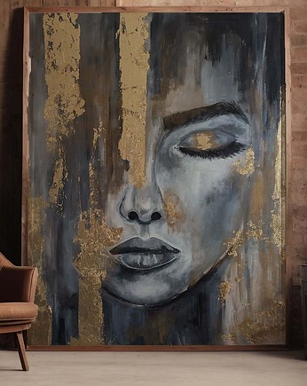 Abstrakcja Kobieta ZŁOTA ręcznie malowany obraz, Diana Abstract Art