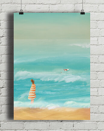 Plakat Wakacje z psem - nad morzem, minimalmill
