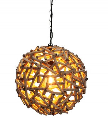 Lampa wisząca Natural brązowa drewno 40cm, Home Design