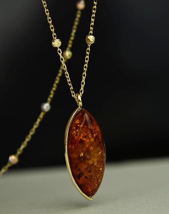 Złoty naszyjnik z koniakowym bursztynem pr. 585, Barbara Fedorczyk