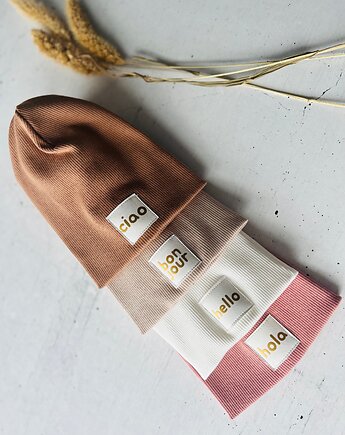 Czapka prążkowana beanie z napisem, Pulcino shop
