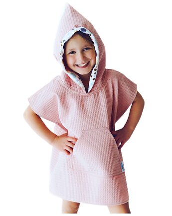Ponczo Kąpielowe Bawełniane z Kapturem Muślinowym PINK od BabyU, Sleepdo