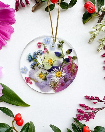 Ozdoba choinkowa/ bombka - bratki i róż, fernandfelt