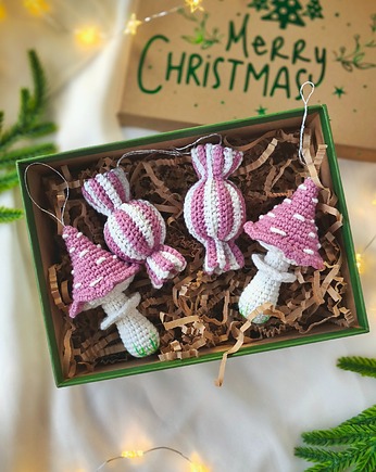 Ozdoby na choinkę, Zestaw ozdob świątecznych, Choinkowe zawieszki, EcoToysByNastya