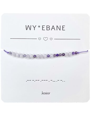 Bransoletka z alfabetem Morse Księżycowy, Ametyst, karolina kosior