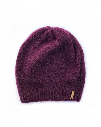Fioletowa czapka beretowa z alpaki na jesień i zimę, Holy Alpaca Knit