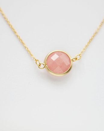 16k Gold Plated Framed Rose Aventurine Necklace, Le Boho Bleu