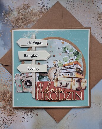 Kartka urodzinowa dla podróżnika/podróżniczki, Kartkodzielo