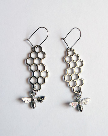 Kolczyki wiszące - Plaster miodu, pszczoła, yenoo