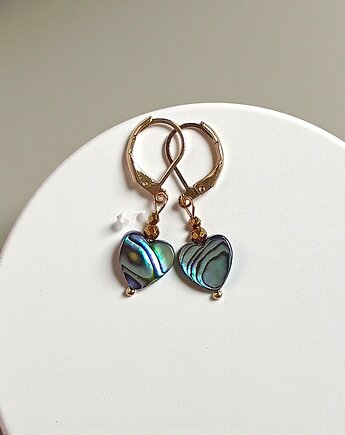 Kolczyki SERDUSZKA muszla paua : bigle angielskie GOLD, kaktusia