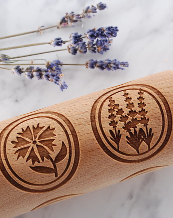 FLOWER MEDALLIONS - grawerowany wałek do ciasta  - kwiatowe ciasteczka, MOOD for WOOD