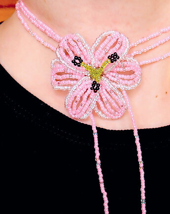 Różowa Lilia - naszyjnik choker, Hibiscus