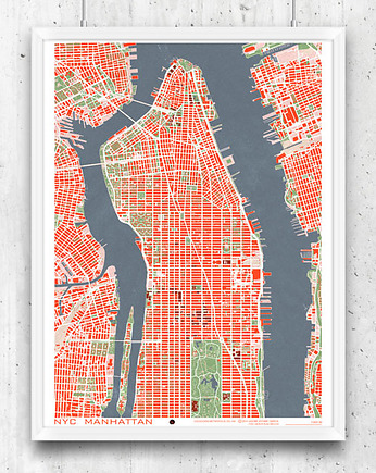 Plakat New York - plan miasta, minimalmill