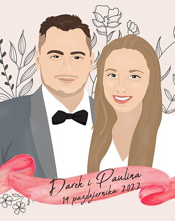 Plakat Portret ślubny, dla par, rodzinny + wydruk A2, landart