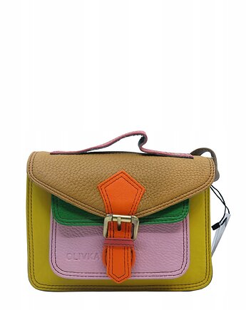 Torebka damska skórzana listonoszka kolorowa rączka regulowany pasek OLIVKA, Olivka Warsaw