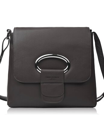 Torebka damska skórzana na ramię ciemny brąz listonoszka klasyczna AY-19-DBR, Paolo Peruzzi