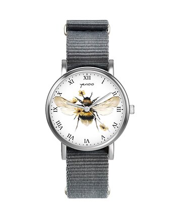 Zegarek  mały - Bee natural - nylonowy, szary, yenoo