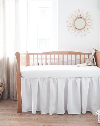 Lniana falbanka do ŁÓŻECZKA  PURE WHITE, so linen!