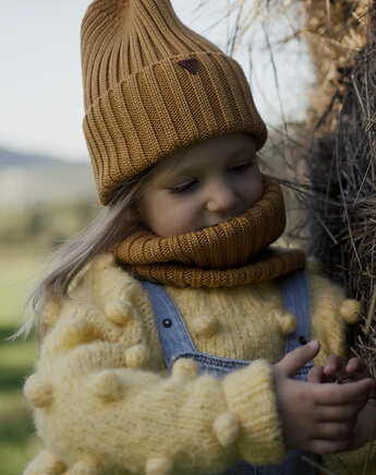 Komin merino w prążki Soft Snood - musztarda, YellowYarnyYak