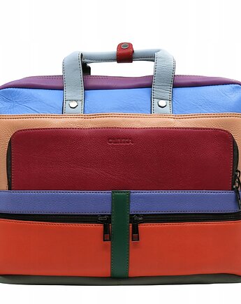 Aktówka torba na laptopa skórzana rączki regulowany pasek kieszenie OLIVKA, Olivka Warsaw