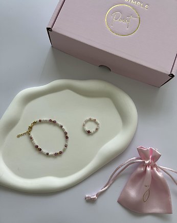 Komplet biżuterii na prezent - bransoletka i pierścionek z kamieni, My Simple Point