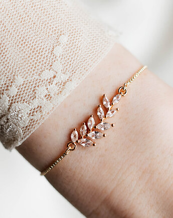 Bransoletka z kryształową zawieszką, delikatna bransoletka ślubna, Bibu bijoux