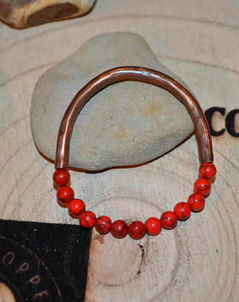 Rustykalna bransoletka miedziana rękodzielnicza, FutharkCopper