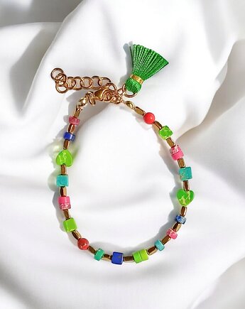 Bransoletka wakacyjna : jaspis cesarski :: multicolor II, kaktusia