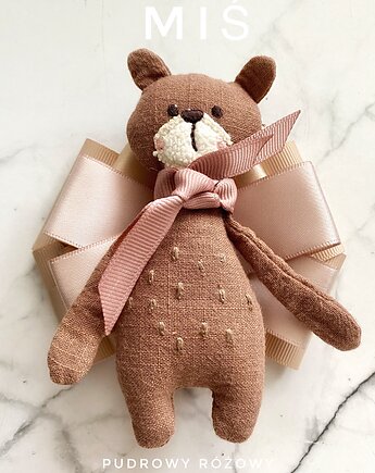 Artystyczna Brosza z niesamowitym Misiem! Pop Art MIŚ, Pudrowy Różowy