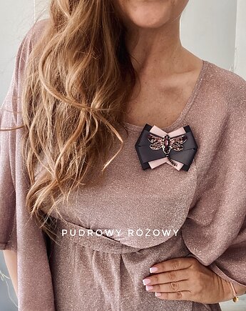Brosza z ogromną Ważką z kryształkami NEW, Pudrowy Różowy