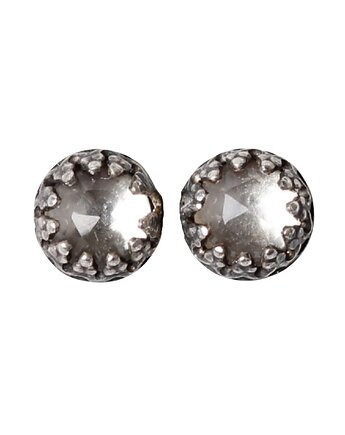 Kolczyki sztyfty oksydowane Petite z kryształem górskim, Blooming Stones