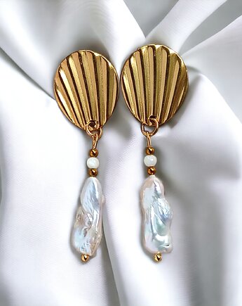 Zjawiskowe kolczyki :: PERŁY & stal pozłacana, kaktusia