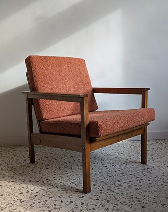 Fotel klubowy PRL, boucle, Wooddude Redesign