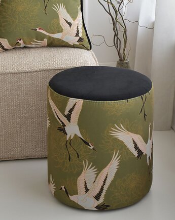 Puf Ring Żurawie w zieleni, GreyHorse design