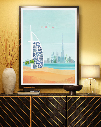 Dubaj - vintage plakat art giclee, minimalmill