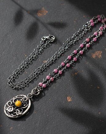 Soreva - srebrny naszyjnik wire-wrapping II, Sunflower Kornelia Kubinowska