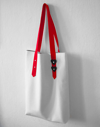 Biały worek ze skóry, modeMania