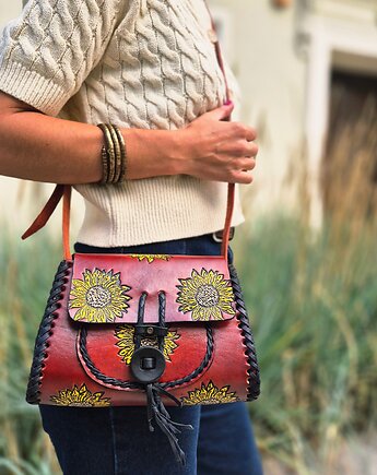 Torebka skórzana Suzanna ręcznie robiona kwiaty, SempreArte