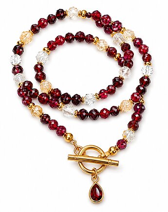 Naszyjnik granat cytryn, NESSING handmade